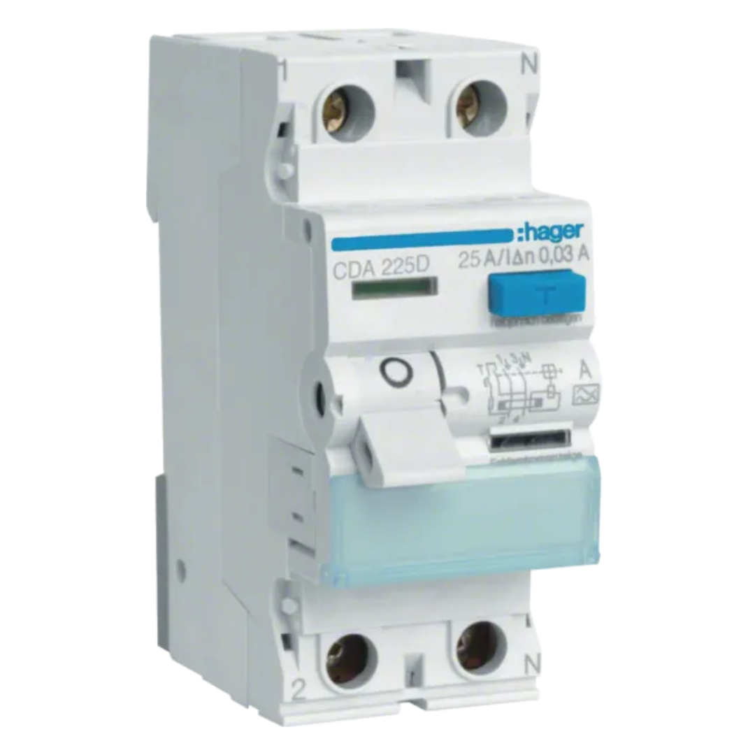 Noplūdes strāvas slēdzis 2P 25A 30mA, A type, HAGER