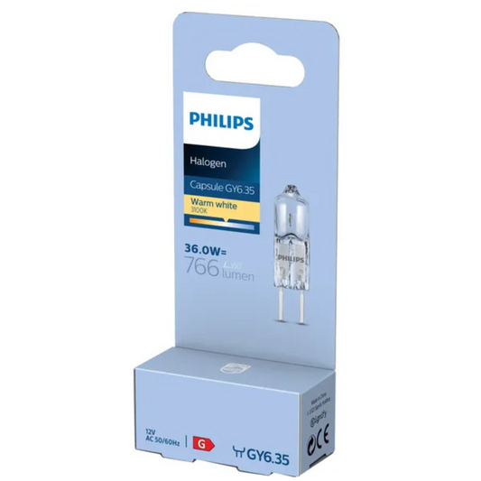 Halogēna spuldze GY6.35, 36W, 12V, CL, 1PF/9, Philips Caps