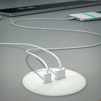 Galdā iebuvējams USB lādētājs (60 mm caurumā), balts, 3.1A, Type A + Type C, INS44008, Unica sistēma+, Schneider Electric