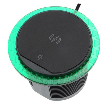 Galdā iebuvējams bezvadu lādētājs 5W (60 mm caurumā), melns, ar LED un skaņas indikatoru, INS44010, Unica sistēma+, Schneider Electric