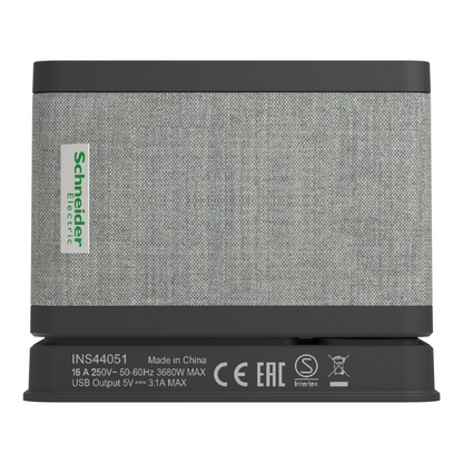 Galda bloks S, kontaktligzda, antracīts, 16A, 250V, MAX 3680W, USB - 5V 3.1A, INS44051, Unica sistēma+, Schneider Electric