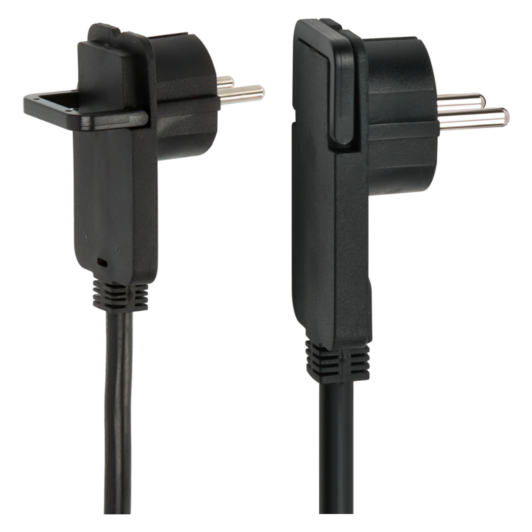 Pagarinātājs 2m, ar 1 palakanu rozeti, 3x1.5mm2 VV, melns, labi noder piemēram aiz mēbelēm kur ir maz vietas lai iespraust dakšu