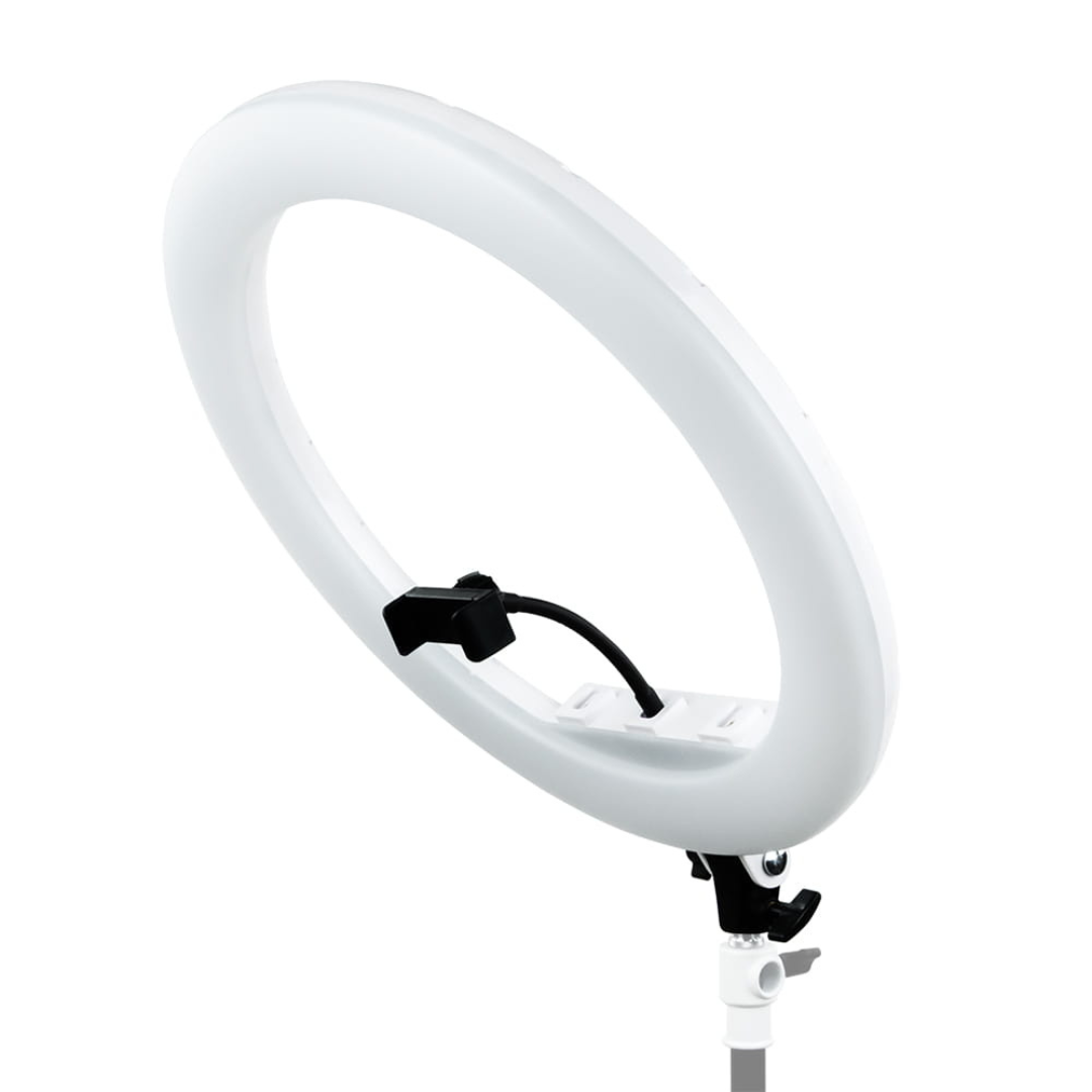 LED gredzena lampa MITOYA, komplekts, MTY18C BALTA 45cm + F200 statīvs