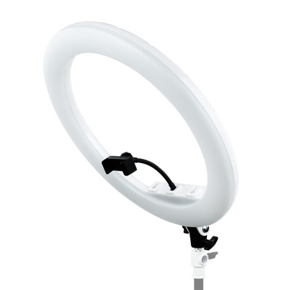LED gredzena lampa MITOYA, komplekts, MTY18C BALTA 45cm + F200 statīvs
