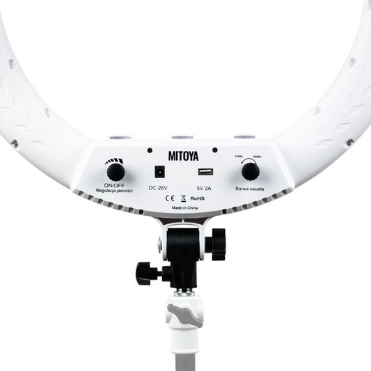 LED gredzena lampa MITOYA, MTY18C BALTA 45cm (bez statīva)