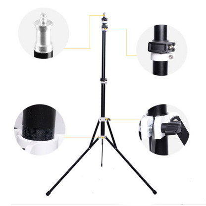 LED gredzena lampa MITOYA, komplekts, MTY18C BALTA 45cm + JOGAS statīvs