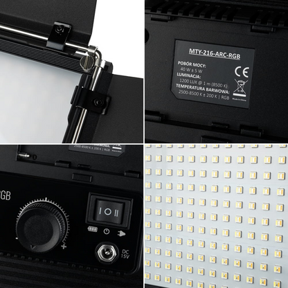 LED lampa, MITOYA, MOBULA 216, 2500-8500K + RGB, (bez statīva)