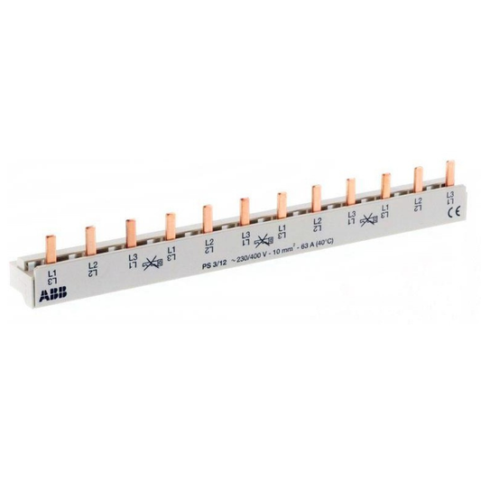 Ķemmes kopne 3P, spraudņa veida, 12 mod., 10mm2, 63A, PS3/12, ABB
