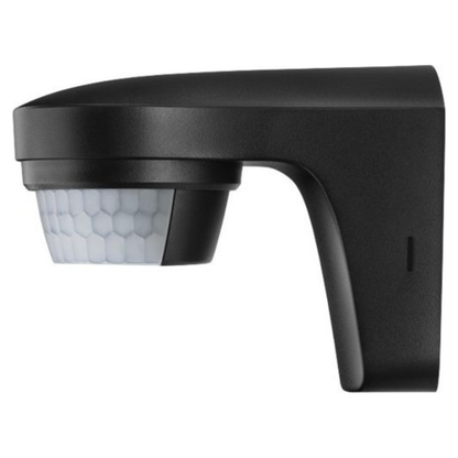 Infrasarkanais kustības sensors, paredzēts uzstādīšanai uz sienas, darbības diapazons 180grādi - līdz 12m, IP55, LED 500W, cita slodze 2300W, melns, theLuxa S180 BK, THEBEN