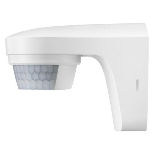 Infrasarkanais kustības sensors, paredzēts uzstādīšanai uz sienas, darbības diapazons 180grādi - līdz 12m, IP55, LED 500W, cita slodze 2300W, balts, theLuxa S180 WH, THEBEN