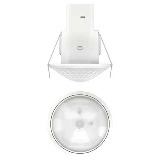 Infrasarkanais kustības sensors, iebūvēšanai griestos, balts, darbības zona līdz Ø8m, IP54, 360°, theRonda S360-100 DE WH, THEBEN