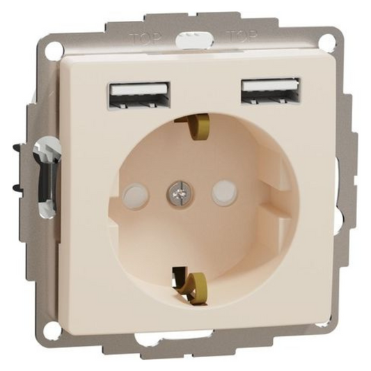 Kontaktligzda a/z ar 2xUSB (A+A), bēšs, Sedna Design