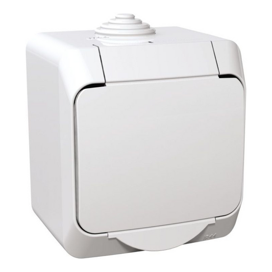 Kontaktligzda 1-vietīga a/z IP44, balta, virsapmetuma, Cedar Plus, Schneider Electric