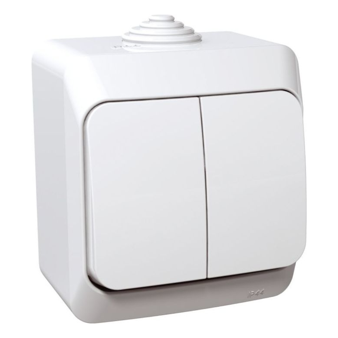 Slēdzis 2-pola IP44, balts, virsapmetuma, Cedar Plus, Schneider Electric