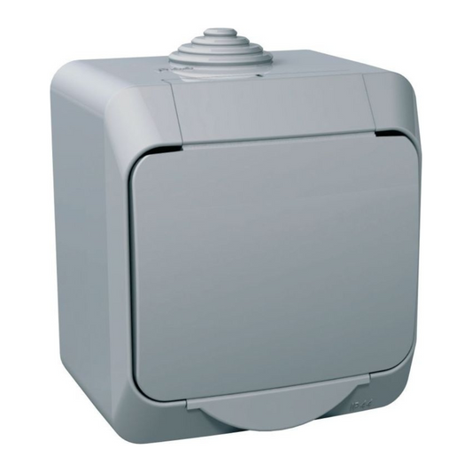 Kontaktligzda 1-vietīga a/z IP44, pelēka, virsapmetuma, Cedar Plus, Schneider Electric