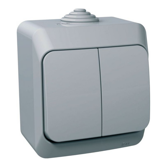 Slēdzis 2-pola IP44, pelēks, virsapmetuma, Cedar Plus, Schneider Electric