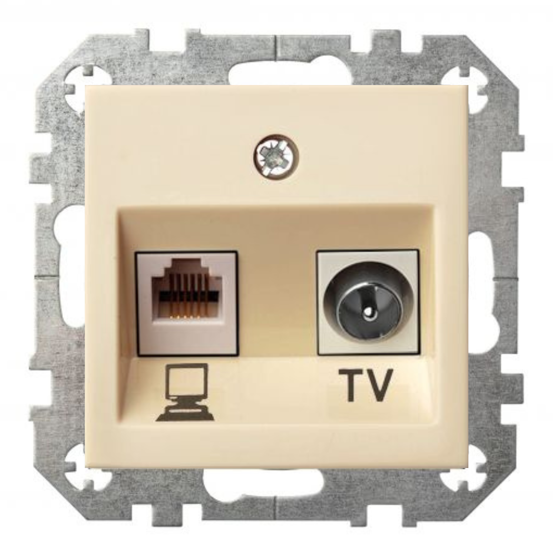 RJ45 datu kontaktligzda CAT6E UTP + TV kontaktligzda, smilškrāsa, Liregus EPSILON