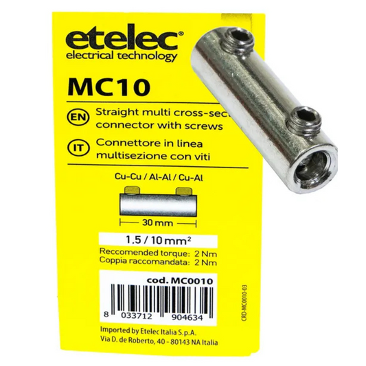 Savienotājčaula 1.5-10 mm2, Cu-Cu, Al-Al, Cu-Al, MC10, Etelec
