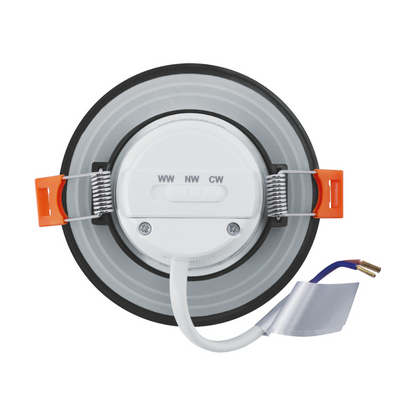LED gaismeklis iebūvējams, melns, 7W, ar maināmu spektru CCT, IP54, IDEUS