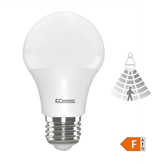 LED spuldze ar kustības sensoru, 3-5m, 12W, E27, 4000K, 30000h, 1200lm, COmmel