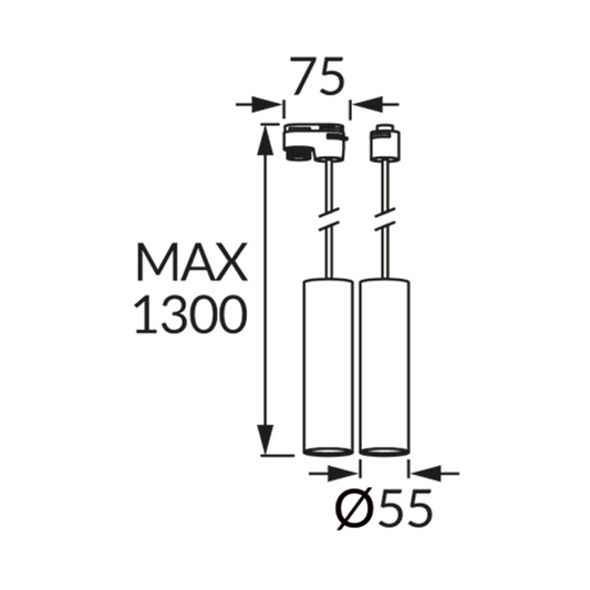 Gaismeklis piekaramais spot 1F sliedei, melns, GU10, max 35W, IP20, 220-240V, STRUHM DARIA TRA 30
