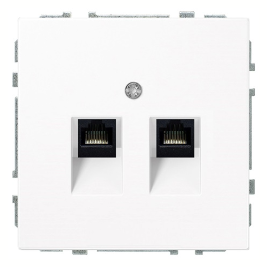 2xRJ45 datu kontaktligzda CAT6E UTP, balta-matēta, bez rāmja, Liregus MODERN