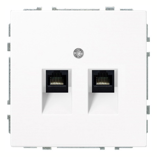 2xRJ45 datu kontaktligzda CAT6E UTP, balta-matēta, bez rāmja, Liregus MODERN