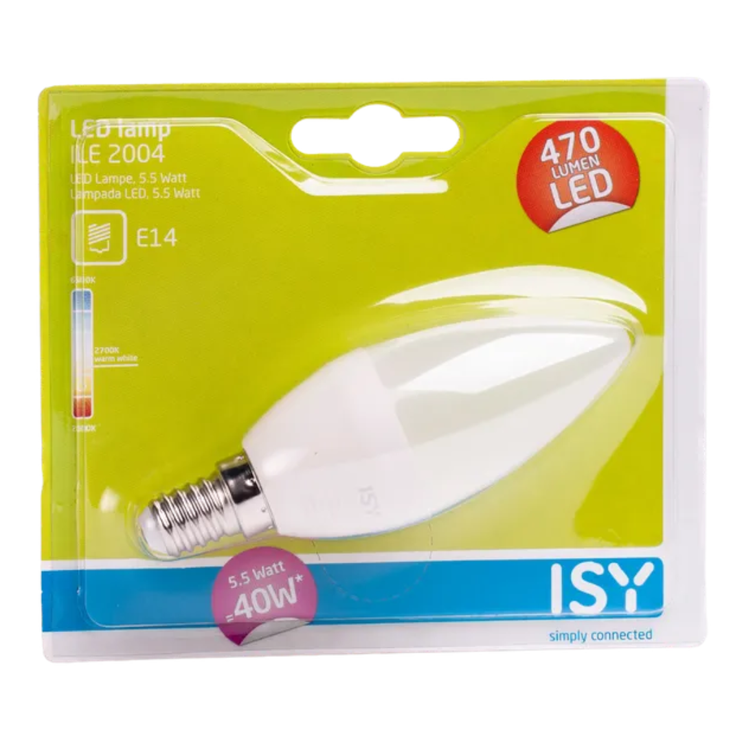 LED spuldze 5.5W, B35, E14, 2700K, 470lm, ISY (by Philips)