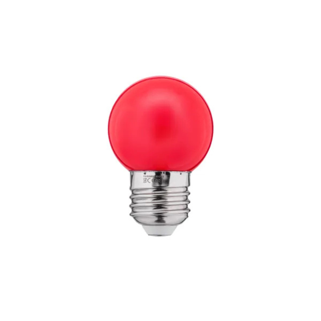 LED spuldze 1W, G45, E27, 240V, 10lm, sarkana, THORGEON