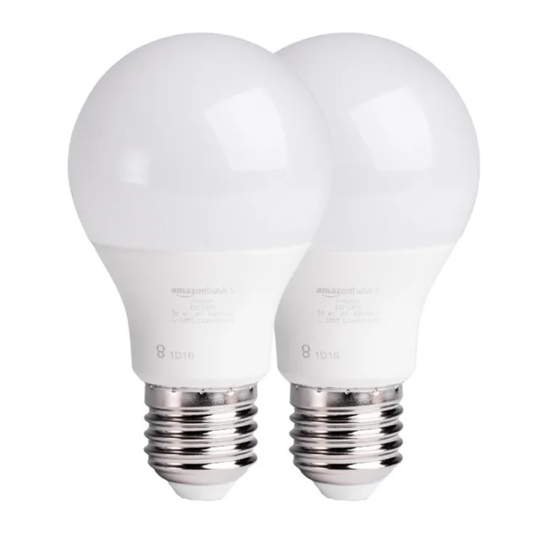 LED spuldze 9W, A60, E27, 2700K, 806lm, cena par komplektu - 2 gab., Amazonbasics