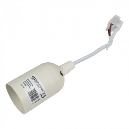 Plastmasas patrona E27 ar vadu un klemmi, balta, ECOLIGHT