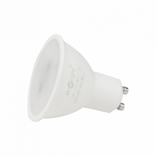 LED spuldze 8W, GU10, 3000K (silta gaisma), 640lm, 20000h, 220-240V/50Hz, ECOLIGHT