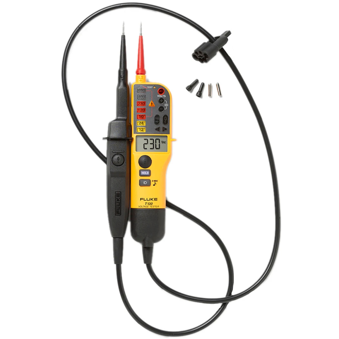 Sprieguma un tīkla testeris T130, izgaismots LCD displejs, 6-690V, IP64, CAT III 690 V, CAT IV 600V, FLUKE