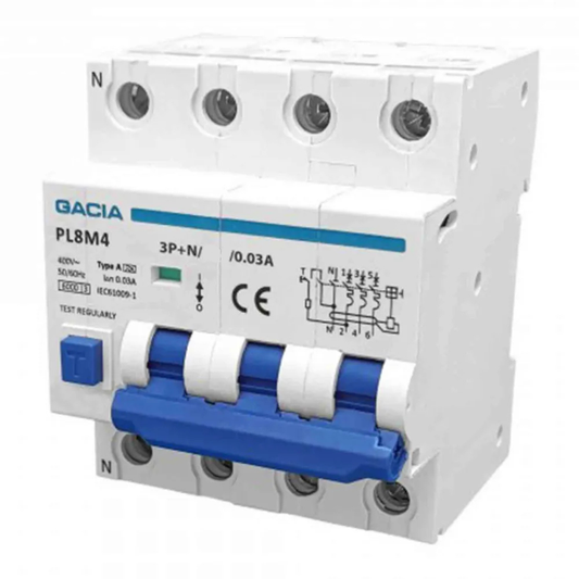 Kombinētais strāvas noplūdes automātslēdzis PL8M4 3P+N C32 30mA AC (Type A)