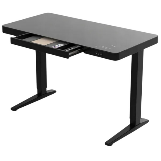 Regulējams rakstāmgalds, elektrisks, ar USB un bezvada telefonu ladētāju, melns, komplekts, THORGEON