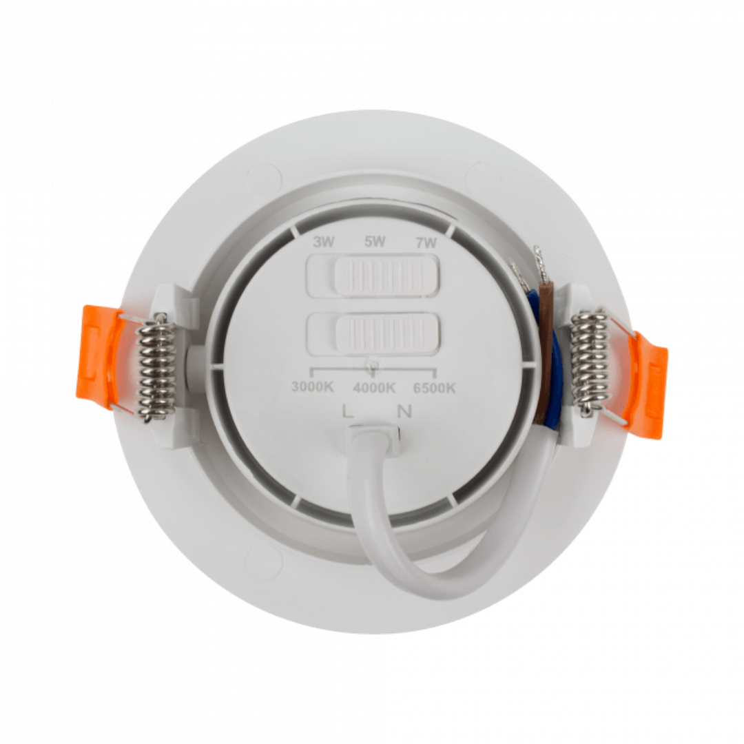 Gaismeklis LED, iebūvējams, Downlight, balts, ar maināmu jaudu - 3W/5W/7W un spektru - 3000K/4000K/6500K (CCT), ECOLIGHT