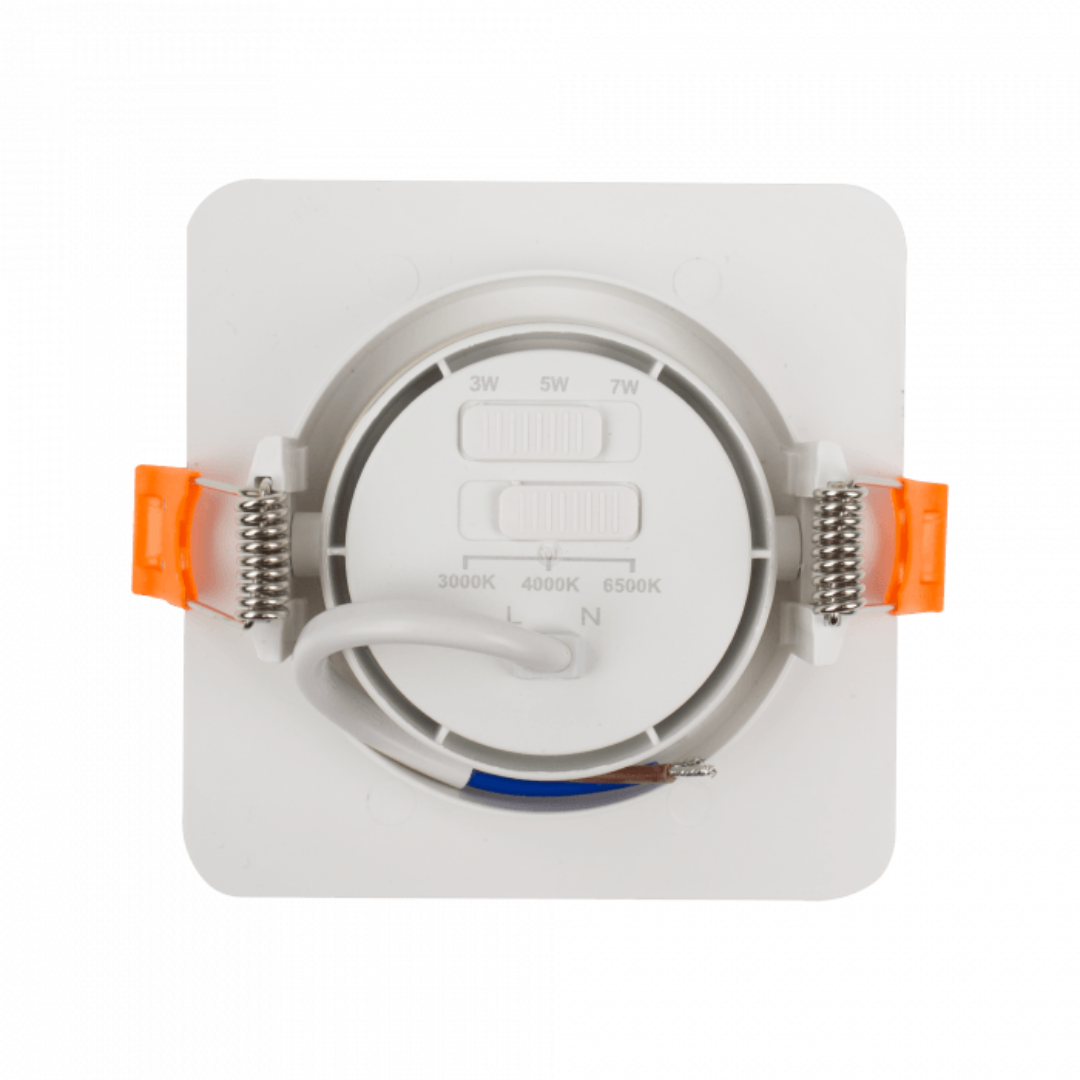 Gaismeklis LED, iebūvējams, Downlight, balts, ar maināmu jaudu - 3W/5W/7W un spektru - 3000K/4000K/6500K (CCT), ECOLIGHT