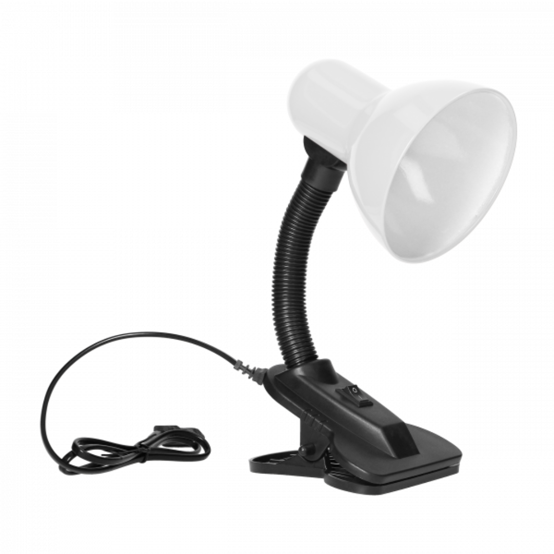 Galda lampa ar knaģi, E27, līdz 40W, balta/melna, DL-3/W, LATSA