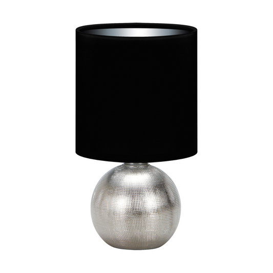 Galda lampa PERLO E14 SILVER/BLACK, līdz 40W, STRÜHM