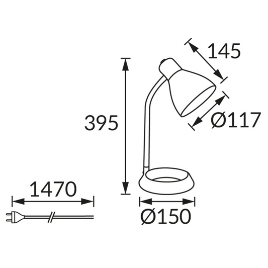 Galda lampa KATI E27 BLACK, līdz 15W, STRÜHM