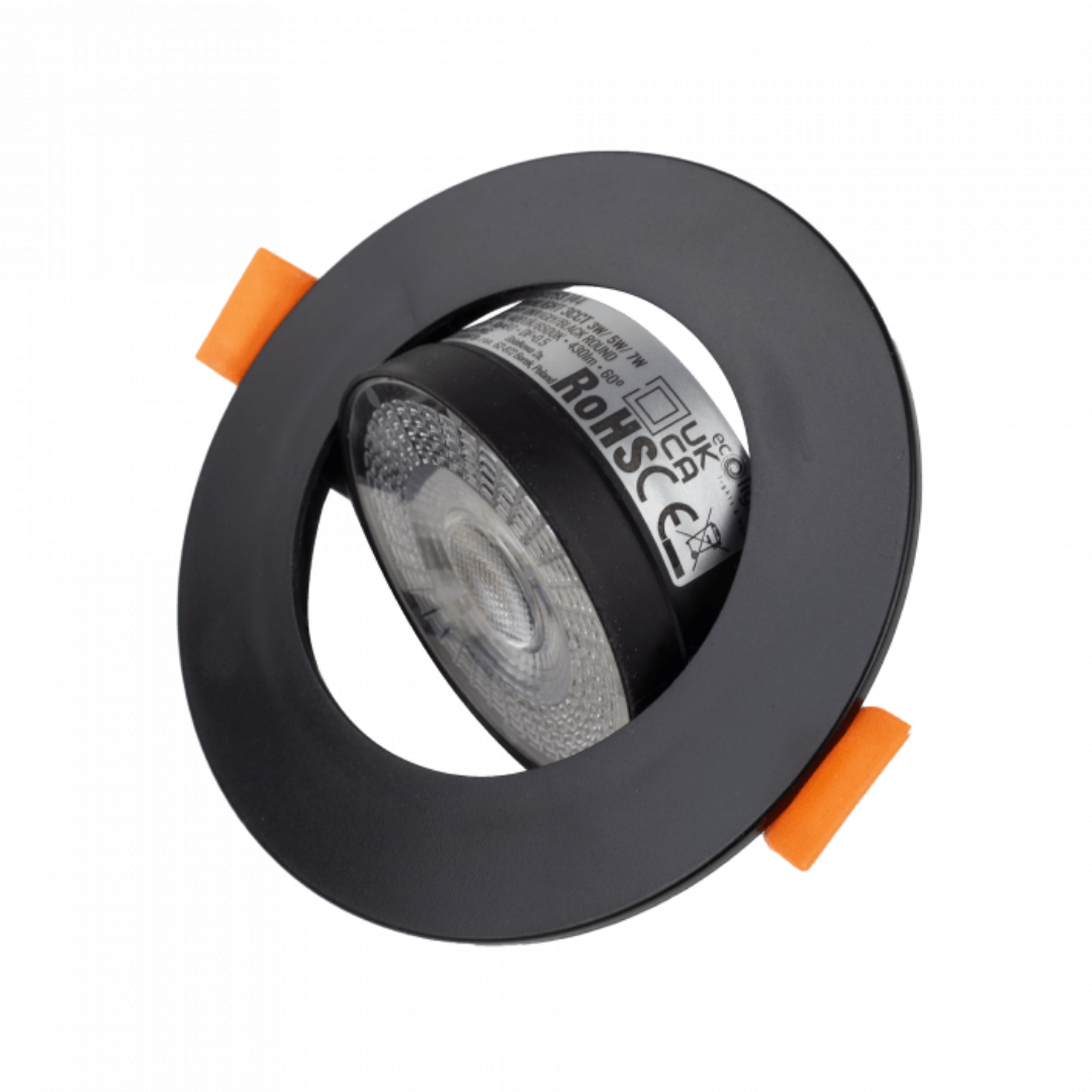 Gaismeklis LED, iebūvējams, Downlight, melns, ar maināmu jaudu - 3W/5W/7W un spektru - 3000K/4000K/6500K (CCT), ECOLIGHT