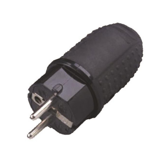 Dakša gumijas ar zemējumu, IP44, 16A, 220-240V, melna