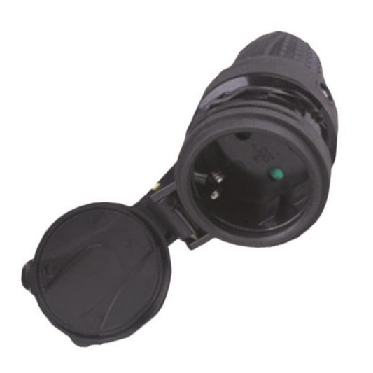 Ligzda gumijas vadam ar zemējumu, IP44, 16A, 220-240V, melna