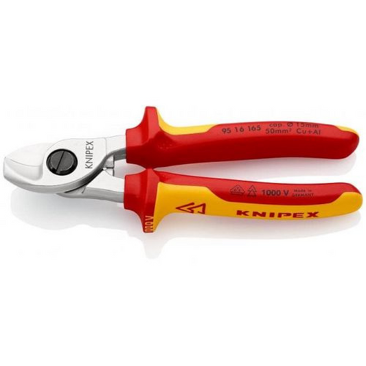 KNIPEX Kabeļu šķēres izolētas ar daudzkomponentu rokturiem, VDE, 165 mm