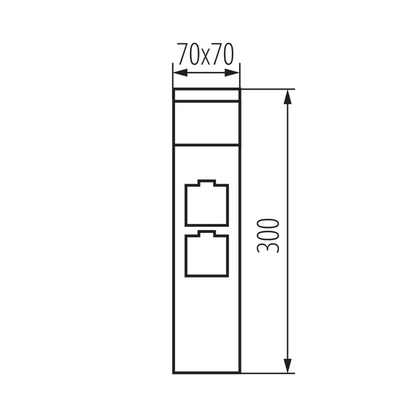 Āra dārza gaismeklis - stabiņš ar 2 rozetēm, spuldzes cokols G9, LED līdz 11W, 220-240V, IP44, melns, DASTEN 30 S SO B, Kanlux