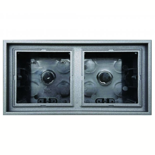 Virsapmetuma montāžas kārba 2-vietīga, melna-matēta (antracīts), ar rāmi, 84x155x47mm, Liregus MODERN