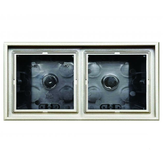 Virsapmetuma montāžas kārba 2-vietīga, šampanieša, ar rāmi, 84x155x47mm, Liregus MODERN