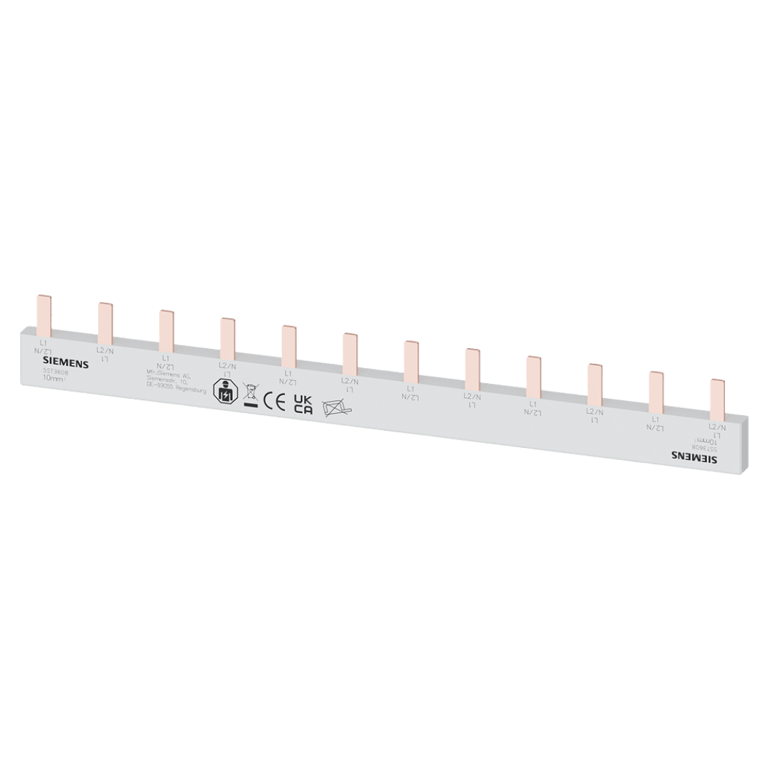Ķemmes kopne 1P+N, spraudņa veida, 12 mod., 210mm, 10mm2, 63A, SIEMENS noplūdes automātiem
