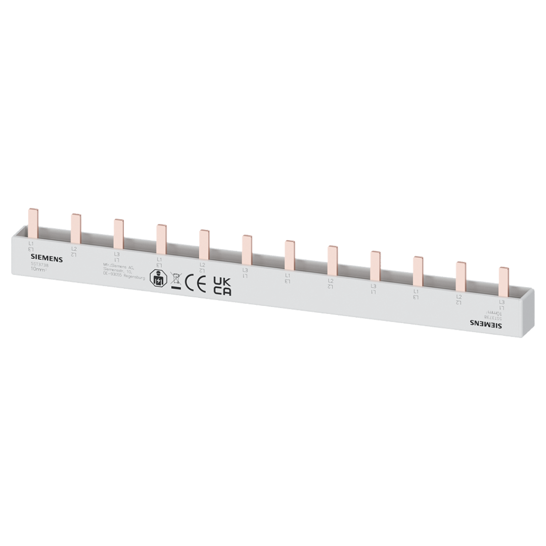 Ķemmes kopne 3P, spraudņa veida, 12 mod., 210mm, 10mm2, 63A, SIEMENS automātiem