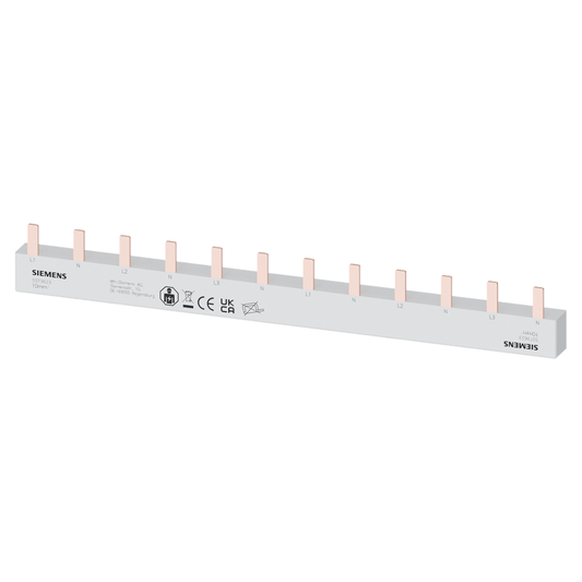 Ķemmes kopne 3P+N, L1+N+L2+N+L3+N, spraudņa veida, 12 mod., 210mm, 10mm2, 63A, SIEMENS noplūdes automātiem